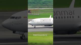 MYANMAR NATIONAL AIRLINES B737-800 landing at Bangkok Airport #shorts #aviation #plane #b737