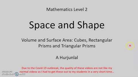 Topic 2 Space and Shape Part 2 : Volume and Surface Area of Cube, Rectangular and Triangular Prisms