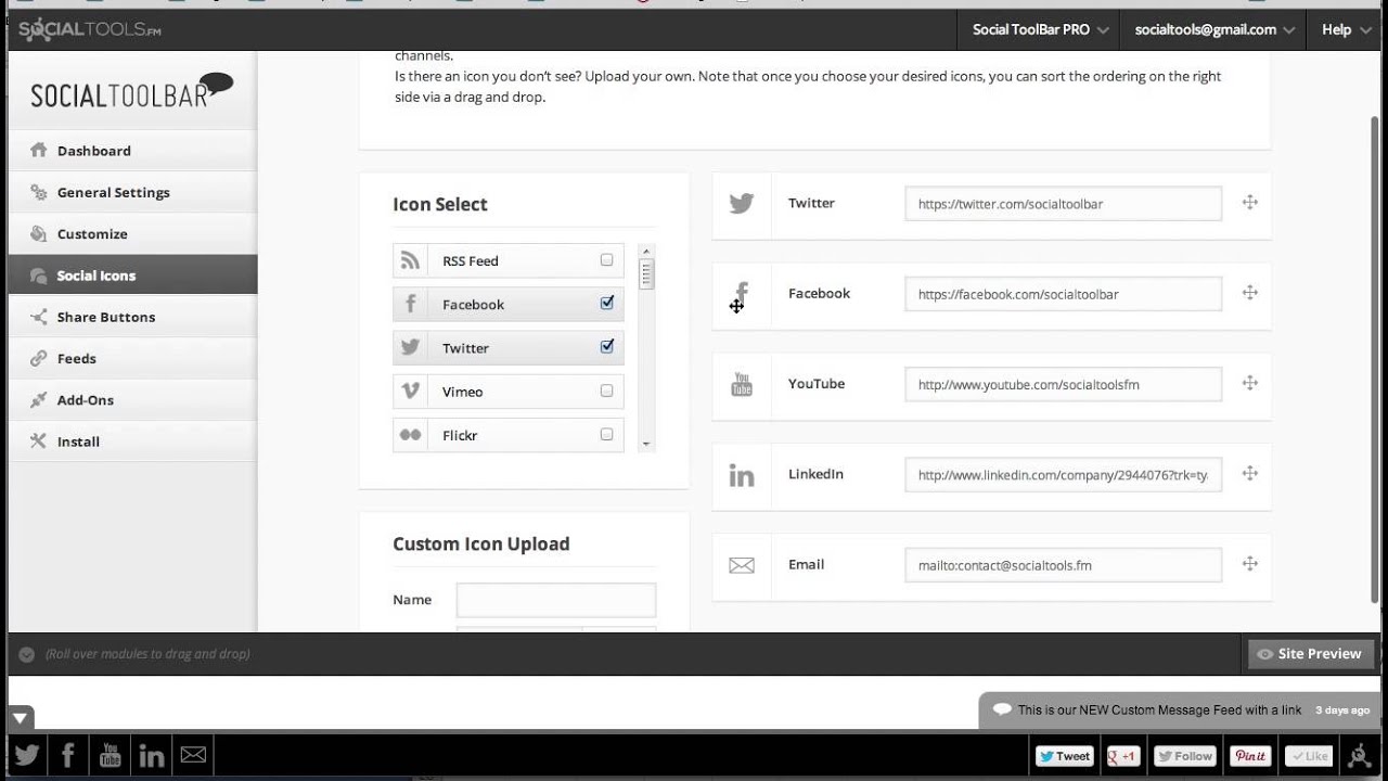 Overview of the new Social Toolbar Dashboard