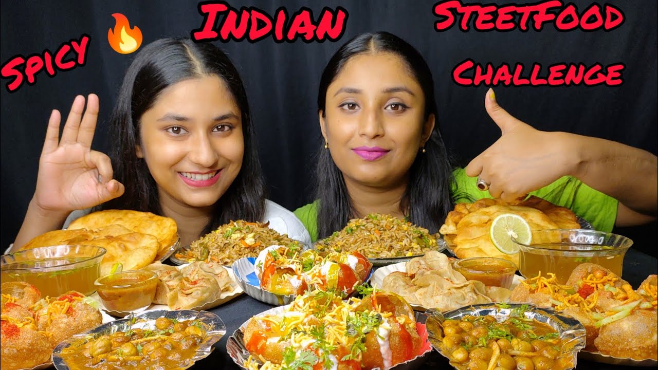 Spicy🔥Indian Street Food Eating Challenge🥵|Panipuri,Dahipuri,Momos,Fried Rice, Chole Bhature eating😋