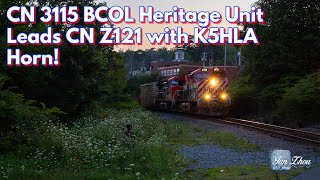 CN 3115 BCOL Heritage Unit with New K5HLA Leads CN Z121 at Bedford, NS!