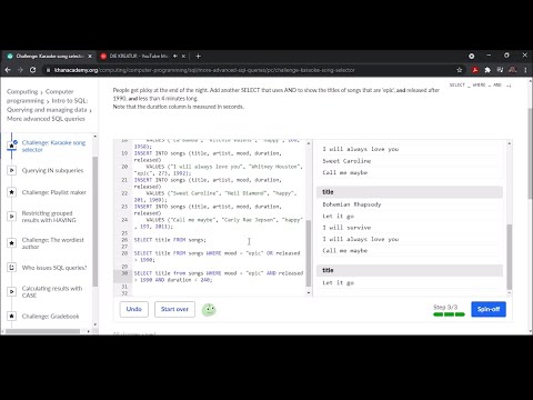 Challenge Karaoke Song Selector Khan Academy