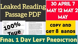 30 April 7 May 12 May Final Leaked Reading Passages | 8 bands in Ielts Reading | Very Important