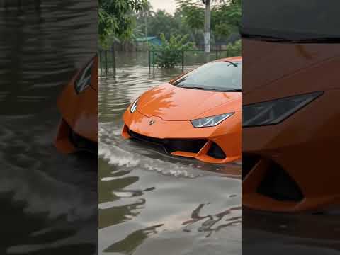 বন্যায় পরিবেশে ল্যাম্বরগিনি চালাচ্ছি 👿🏎️ #lamborghinni #viral #ai #foryou #fyp #car