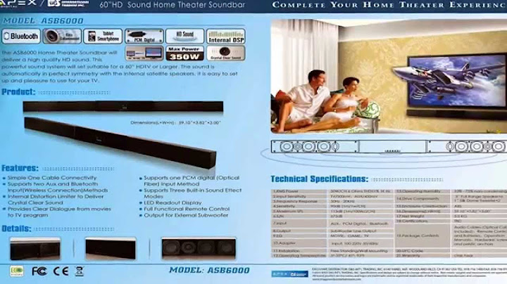Apex 60 hd home audio sound bar digital 350w
