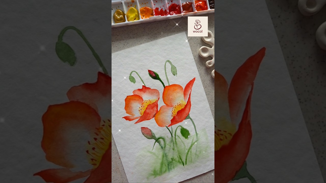 onestroke watercolor flowers 