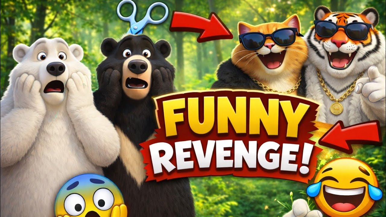 Funny Cartoon Story 😂 Bear vs Cat & Lion | Crazy Haircut Revenge | Kids Funny Cartoon