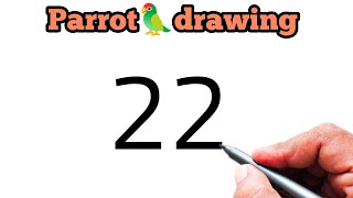 Parrot  Drawing From Number 22  Easy Parrot Drawing  Number Drawing 22