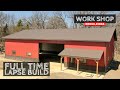 Building A Large Post Frame Work Shop Full Time-lapse Construction