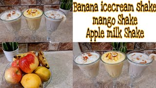 3 Easy MilkShake Recipes || Mango milk shake || Banana icecream Shake || Apple MilkShake - by KSS