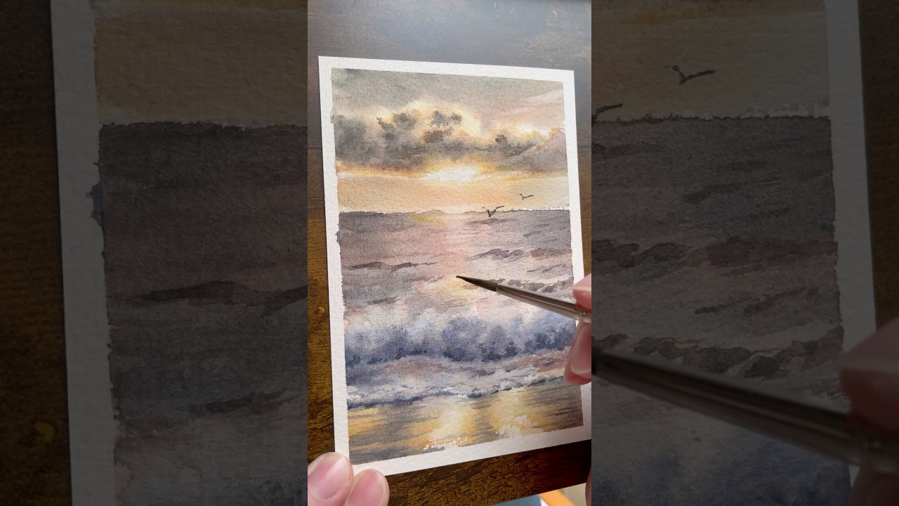 光る海を描きました🌊☀️ Sparkling Sea✨ #水彩画