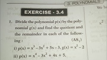 Class 10th Mathmatices (CH=3,Polynomials,EX=3.4)Question& Answer (solutions) Telangana State Board.