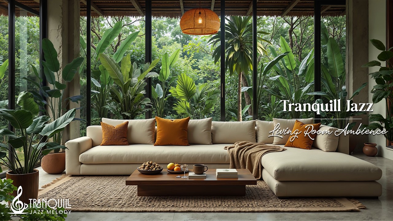 Tranquill Living Room Jazz | Cozy Piano Music with Lush Forest Views for Calm and Creativity
