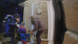Boy accidentally runs into glass door as he trick or treats on Halloween