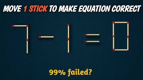 matchstick puzzle | move 1 stick to fix the equation | #quiz 3