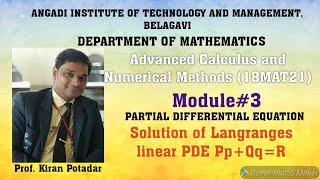 18MAT21 Module 3: Solution of Languages linear PDE