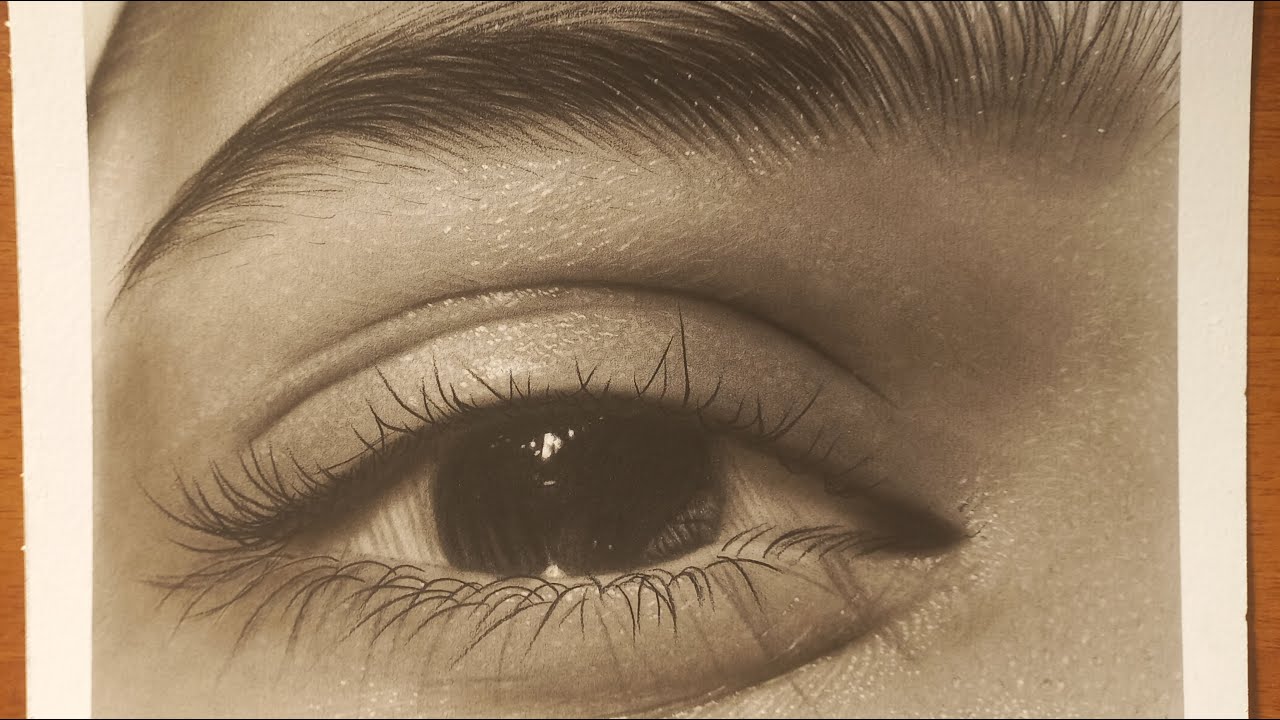 how to draw hyperreal eye , eyebrow and skin texture around the eye ...