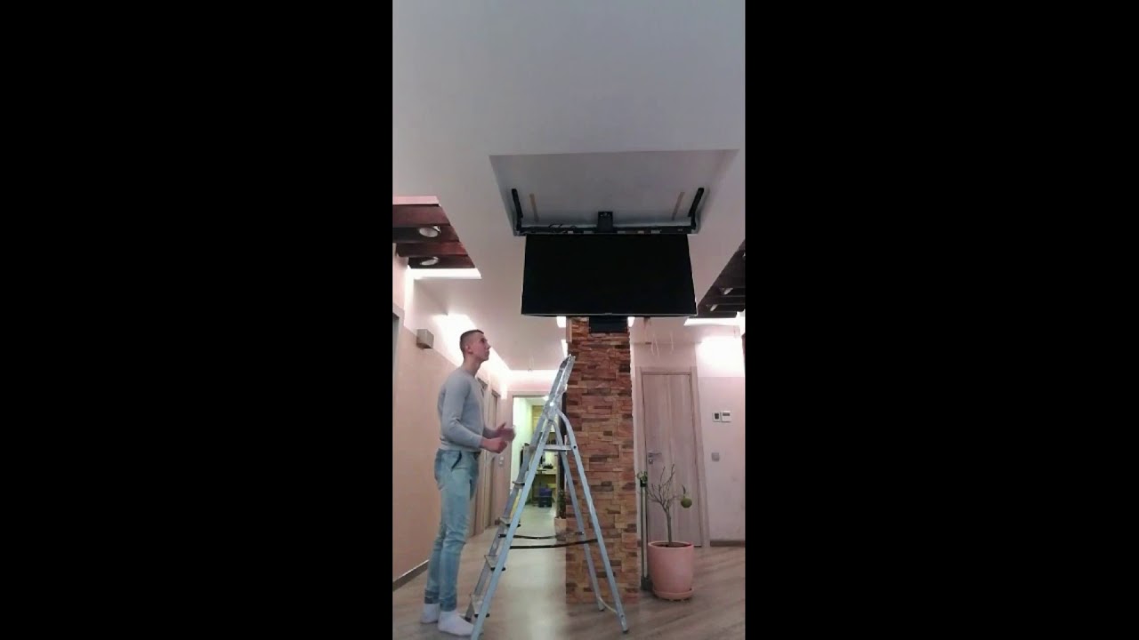 ОТКИДНОЙ ПОТОЛОЧНЫЙ МОТОРИЗИРОВАННЫЙ КРОНШТЕЙН ДЛЯ ТЕЛЕВИЗОРА - YouTube