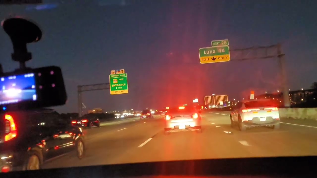 เส้นทางยามค่ำคืนของเมือง grand prairie to Garland tx  January 11.2026