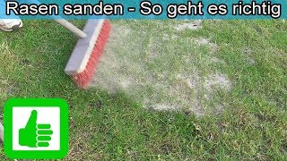 Rasen sanden Anleitung / Rasenpflege mit Sand / Spielsand auf Rasen aufbringen / Rasen ausbessern