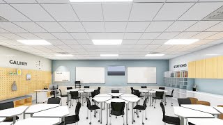 3d Walkthrough Visualization English Classroom Design; Reading and Writing Class