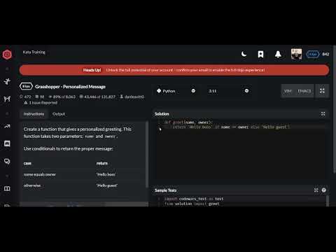 Codewars | Grasshopper - Personalized Message | Python 8 kyu