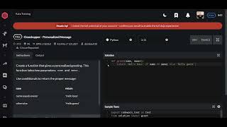 Codewars | Grasshopper - Personalized Message | Python 8 kyu Net Worth