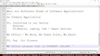 Salesforce Theory Session 01| Software | Front End| Back End | Business Logic | On Premise | Cloud screenshot 5