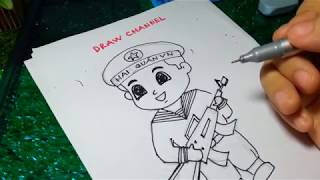 Học Cách Vẽ Chú Bộ Đội Hải Quân Chibi Đơn Giản Cho Bé Yêu