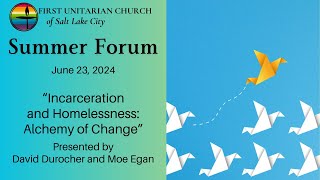 Summer Forum: βIncarceration and Homelessness: Alchemy of Changeβ (June 23, 2024)
This Summer Forum program features guest speakers Dave Durocher and Moe Egan, discussing their work with The Other Side Academy and The Other Side Village, respectively.
The Other Side Academy (TOSA) operates as a therapeutic community where those facing long-term incarceration and those battling addiction can acquire vital social, vocational, and life skills. Dave Durocher serves as the Managing Director at TOSA. Having spent over 15 years incarcerated, Daves life took a pivotal turn upon his participation in the Delancey Street rehabilitation program in Los Angeles.
The Other Side Village is an initiative aimed at constructing a neighborhood of small homes to support individuals who have experienced homelessness, fostering a supportive community based on accountability and self-dignity. Maurice (Moe) Egan holds the position of Director of Recruitment for The Other Side Village. Moe is 17 years clean and sober, used drugs for over 20 years, and was homeless in San Franciscoβs Tenderloin District for 10 years.
This program was recorded on June 23, 2024, as part of the annual Summer Forum series at the First Unitarian Church of Salt Lake City. Special thanks to moderator Steve Grizzell for hosting this installment of Summer Forum.
00:00 Opening Sequence
00:23 Chalice Lighting β Nancy Moos
01:54 Introduction of Dave Durocher β Steve Grizzell
03:11 Presentation β Dave Durocher
22:35 Introduction of Moe Egan β Steve Grizzell
23:30 Presentation β Moe Egan
41:40 Q & A with Moe Egan & Dave Durocher
1:00:55 Wrap-up & Announcements β Steve Grizzell
1:02:41 End Credits
π First Unitarian Church of Salt Lake City
β Website: https://slcuu.org/
β Facebook: https://www.facebook.com/firstuuslc/
β Instagram: https://www.instagram.com/firstuuslc/
β YouTube: https://youtube.com/FirstUUSLC/
π Summer Forum and the other programs at First Unitarian Church are supported entirely by the financial contributions of members and friends.
β Donate: https://slcuu.org/give
π¬ Related video topics from First Unitarian Church
β More Summer Forum presentations: https://www.youtube.com/playlist?list=PLouELW-J6FZYtna6Mor0EyGIWIA2yn1Fu Summer Forum: βIncarceration and Homelessness: Alchemy of Changeβ (June 23, 2024)