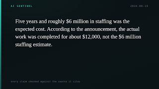 Cost: $6 million became $12,000, announcement says