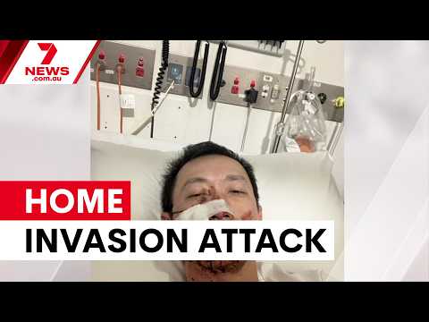 Father slashed protecting family in Melbourne home invasion | 7NEWS