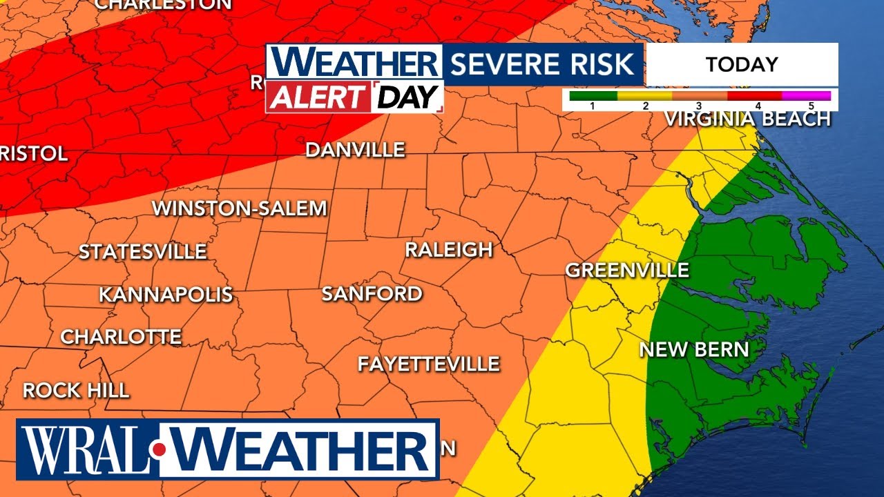 North Carolina Forecast Level 3 storm risk for central NC, 'feelslike
