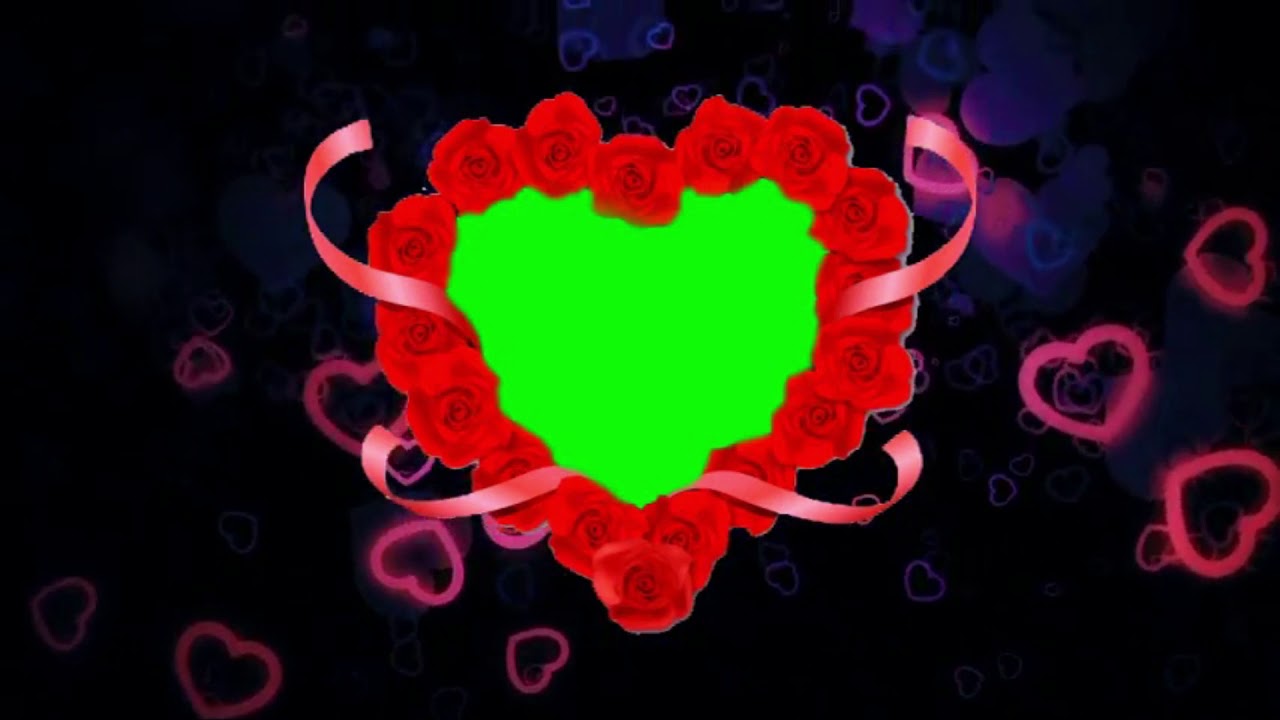 Green screen Heart Wedding Frame with Heart Falling Animation Effects | VK STUDIO 2018 SCREEN