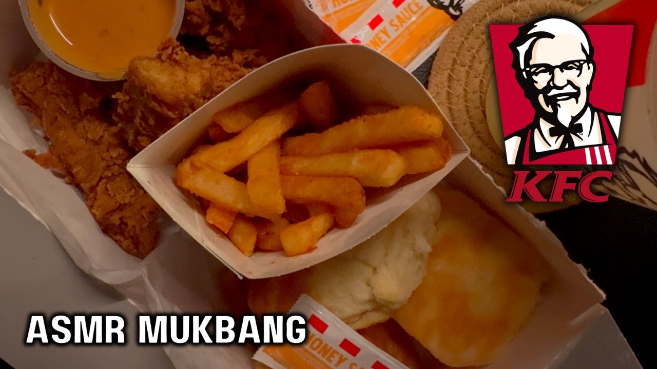 ASMR KFC CHICKEN TENDERS & BUTTERMILK BISCUITS MUKBANG EATINGS