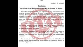 Press Release - ITR Filing Due Date Extended to Sept 30 - Fake or Real - Notification to Follow
