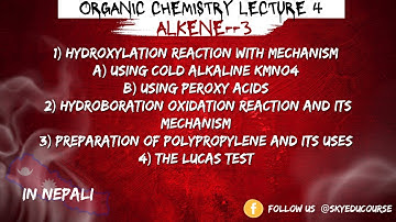 Alkene part 3|| Hydroboration oxidation || Hydroxylation rxn || Polypropylene preparation and uses