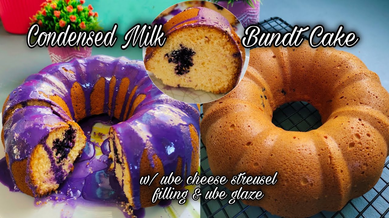 Ube Glazed Condensed Milk Bundt Cake with Ube Cheese Streusel