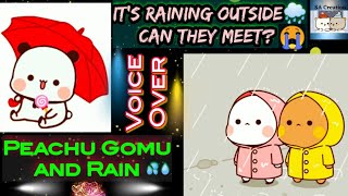 Peach Goma & Rain 🌧 | Raining Outside 😭 Can They Meet? | Bubu Dudu in Rain | Milk Mocha | Love Story screenshot 5