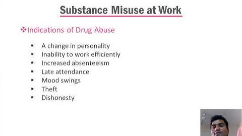 1.3 Substance misuse at work