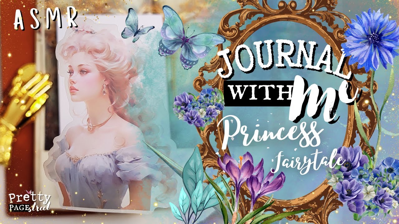 ASMR 💙Aesthetic Journaling Princess Fairy-tale Collage Scrapbooking | Journal With Me Relaxing ✨