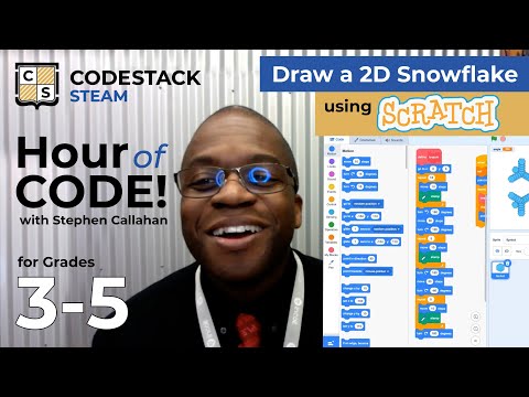 CodeStack STEAM Hour of Code - Draw a 2D Snowflake with Scratch for Grades 3-5.