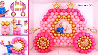 CARROZA DE GLOBOS 👑 decoración con globos ✨ decoraciones para cumpleaños ✨ decoración de princesas