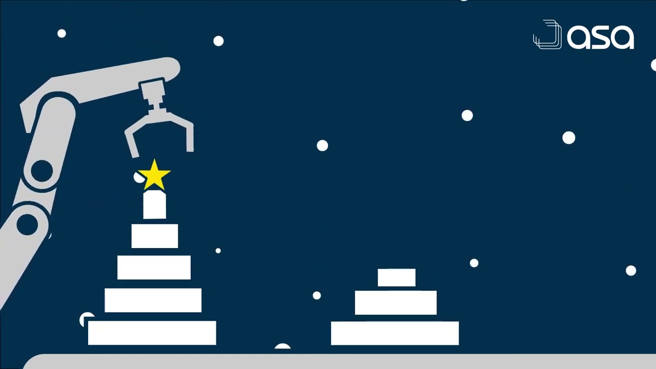 Unser ASA Automation Roboter baut ohne müde zu werden Tannenbäume für das Weihnachtsfest 2023.