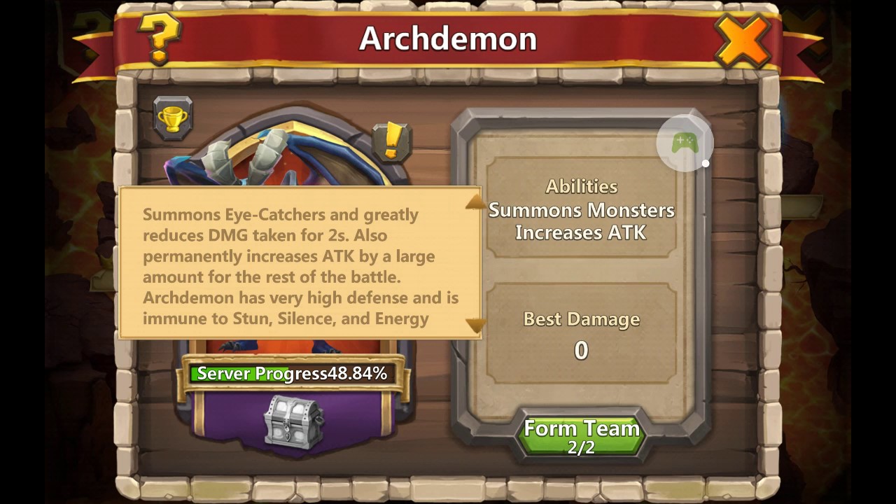 Castle Clash - Archdemon with eye catcher ( Android )
