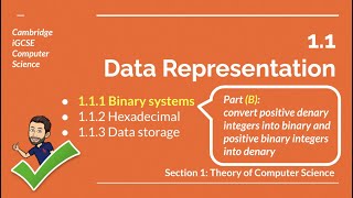 iGCSE Computer Science: 1.1.1 (b) – Data representation - Converting Binary and Denary Integers