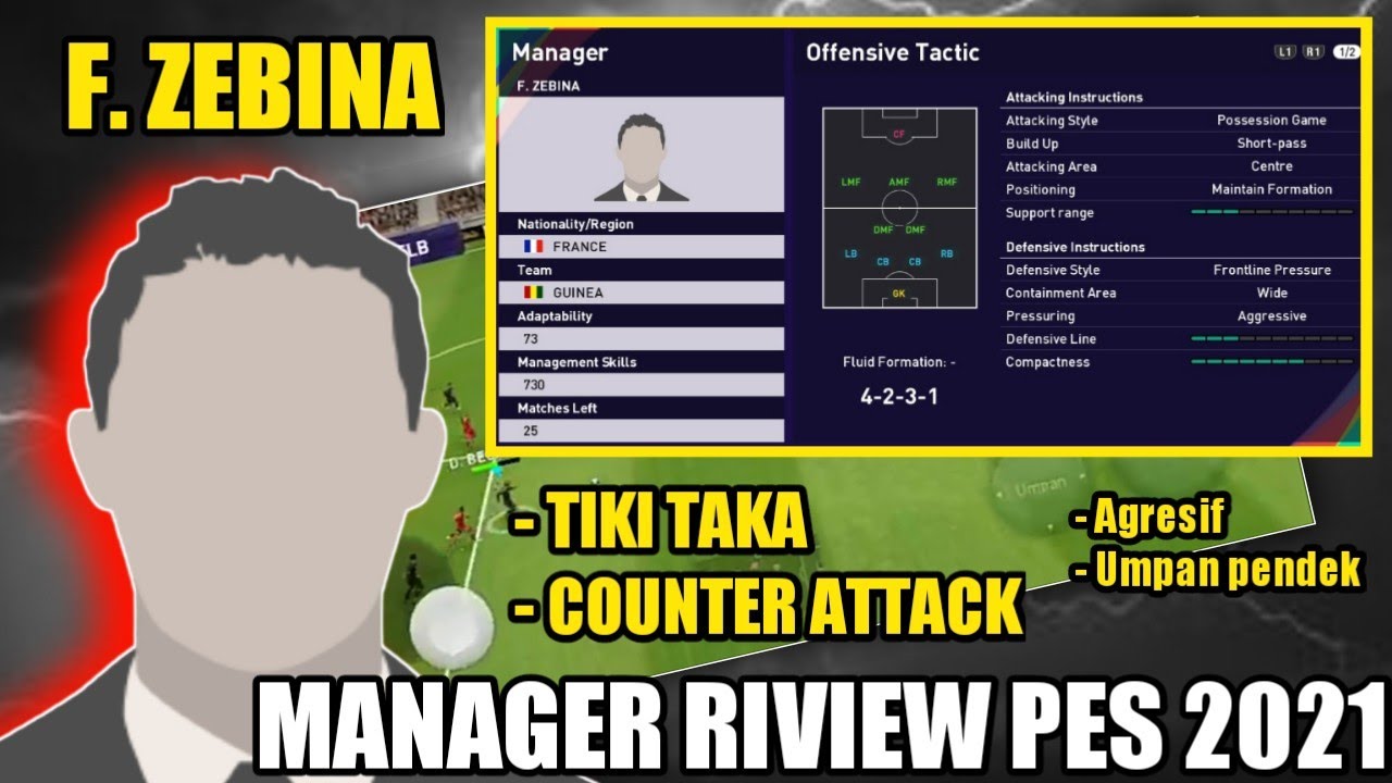 Riview Manager F. Zebina COUNTER ATTACK GAMEPLAY AGRESIF PES EFOOTBALL 2021 MOBILE