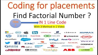 Factorial Program In Python In one Line Code. Coding For placement