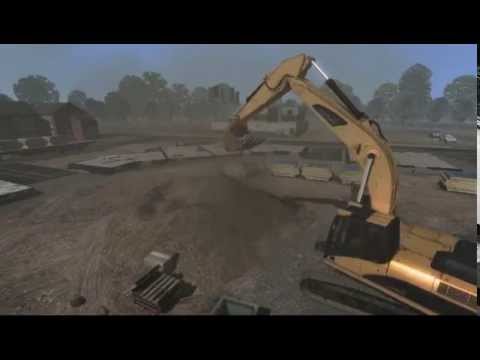 Real-Time Earthmoving Simulation: Excavator digging in deformable soil