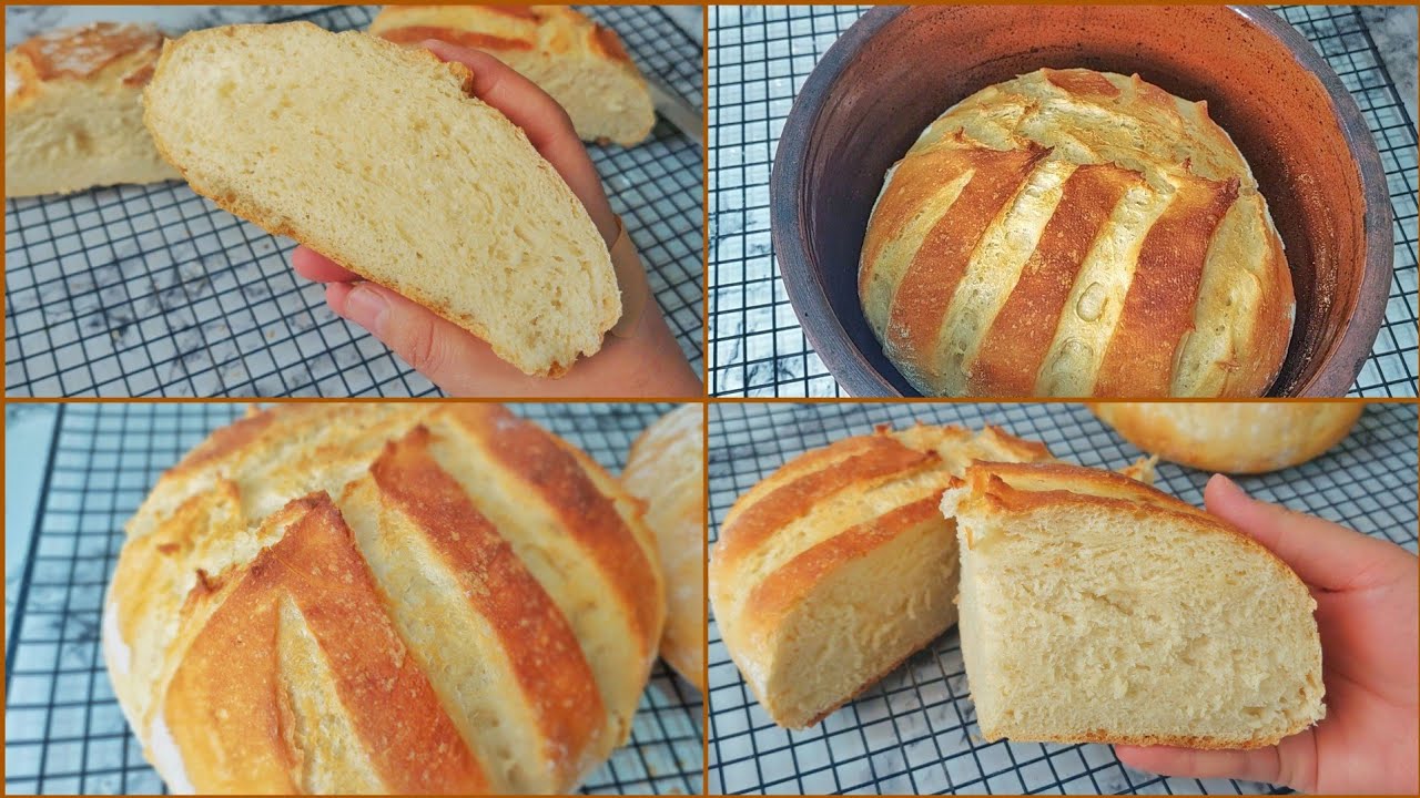 طريقة خبز العيش فى الطاجن والنتيجة روعة - ادخلى شوفى خبز الحلة الافرنجى  #artisan #artisanbread